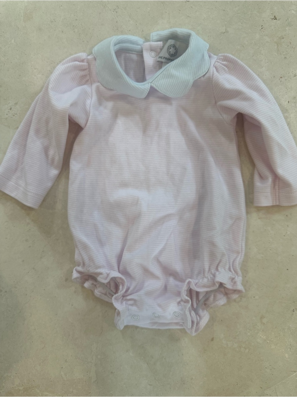 Proper Peony -Pink and baby blue Peter Pan Collar One-Piece bubble
